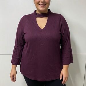 Lane Bryant Women’s Bell Sleeve Choker Top 22/24